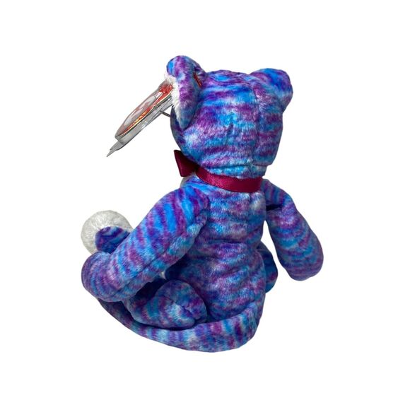 KOOKY Cat Ty Beanie Baby Blue and Purple Multicolored Whiskers Nose 2000/2001 - Picture 3 of 8